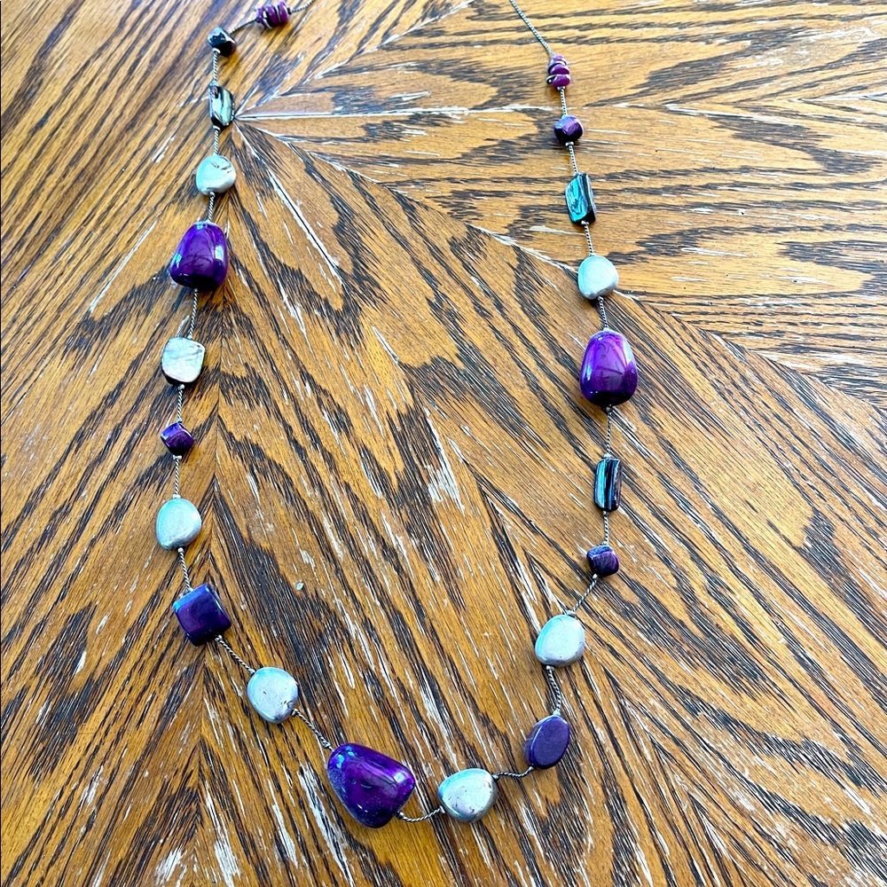Long Purple Beaded Necklace